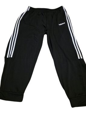 adidas Black Joggers with White Side Stripes